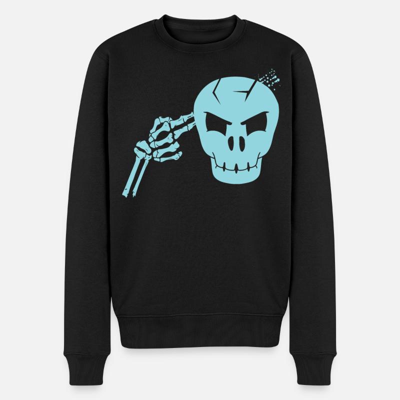 Totenkopf Kopfschuss - Männer Premium Bio Pullover - Schwarz