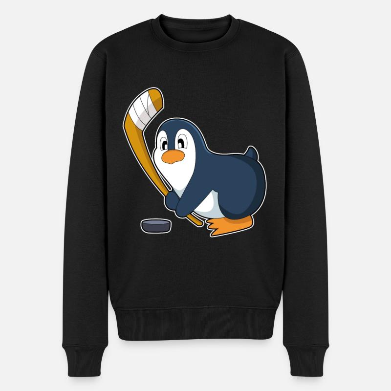 Pinguin Eishockey Eishockeyschläger - Männer Premium Bio Pullover - Schwarz