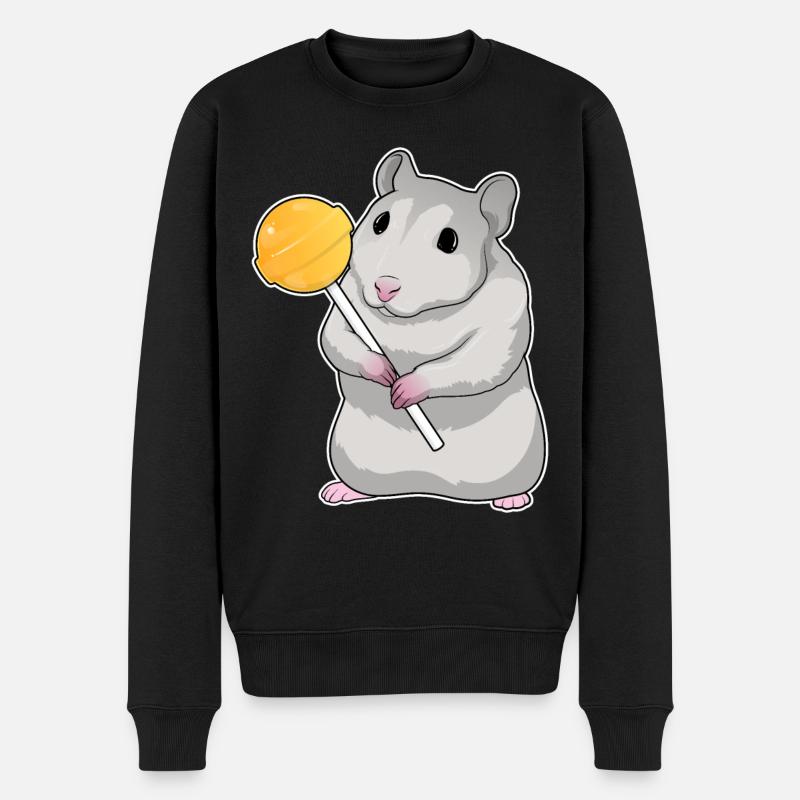 Hamster Lutscher - Männer Premium Bio Pullover - Schwarz