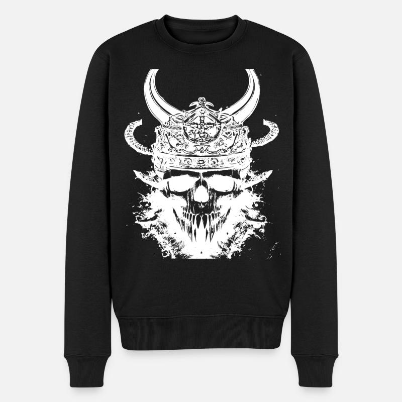 Wikinger Schädel - Männer Premium Bio Pullover - Schwarz
