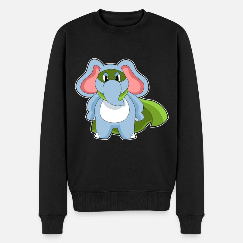 Elefant Held - Männer Premium Bio Pullover - Schwarz