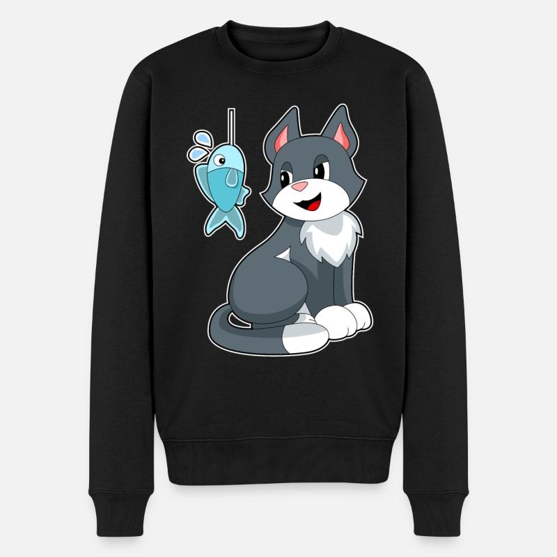 Poisson-appât chat - Pull Premium bio Homme - noir