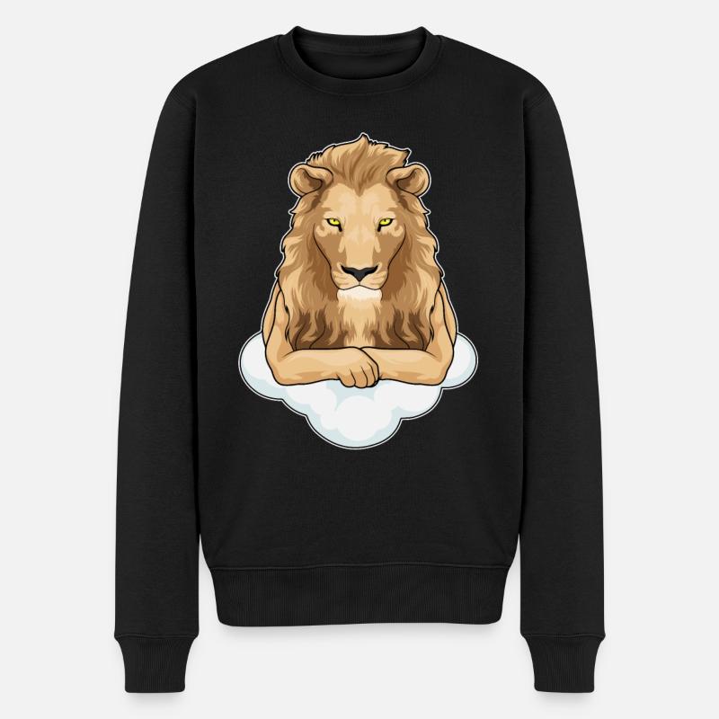 Löwe Wolken - Männer Premium Bio Pullover - Schwarz