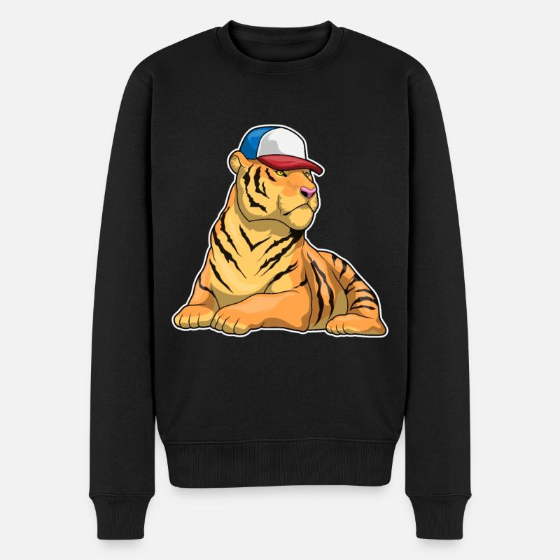 Tiger Cap - Männer Premium Bio Pullover - Schwarz