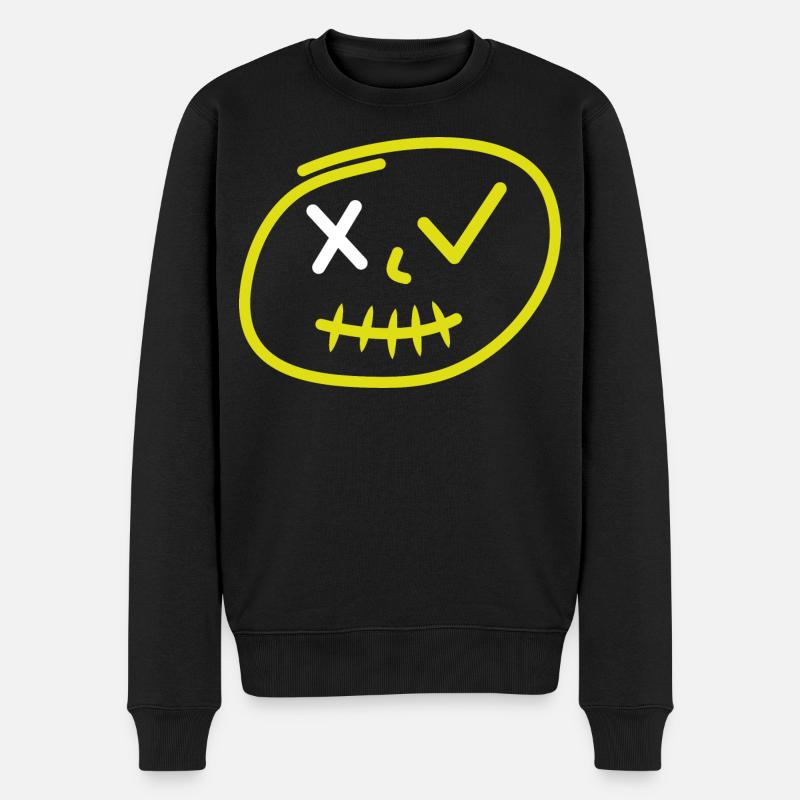 Trend Gesicht - Männer Premium Bio Pullover - Schwarz