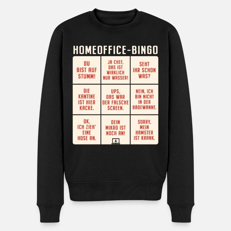 Homeoffice Bingo Büro Heimarbeit Home Office - Männer Premium Bio Pullover - Schwarz