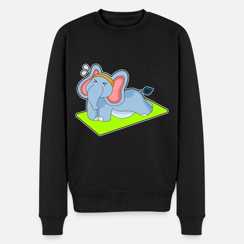 Elefant Workout Gymnastik Fitness - Männer Premium Bio Pullover - Schwarz