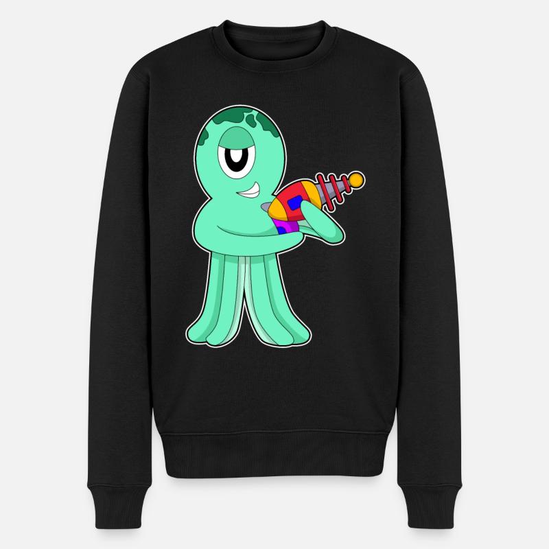 Krake Alien - Männer Premium Bio Pullover - Schwarz