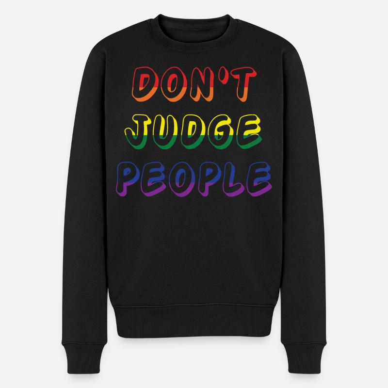 Regenbogen-Respekt/Don't Judge People/ONELOVE - Männer Premium Bio Pullover - Schwarz