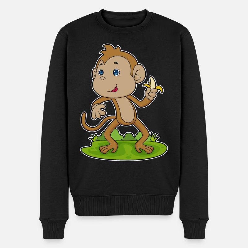 Affe Banane - Männer Premium Bio Pullover - Schwarz