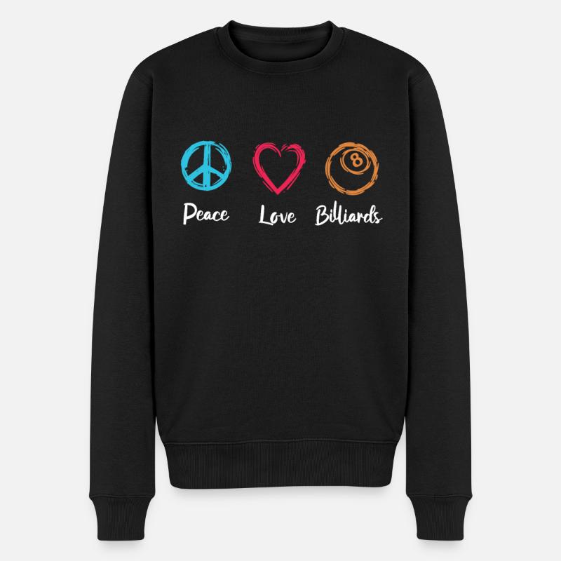 Peace Love Billard - Pull Premium bio Homme - noir