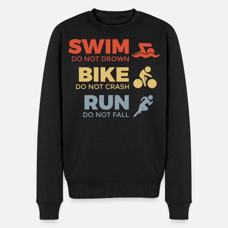 Motivierender Triathlet Spruch - Männer Premium Bio Pullover - Schwarz