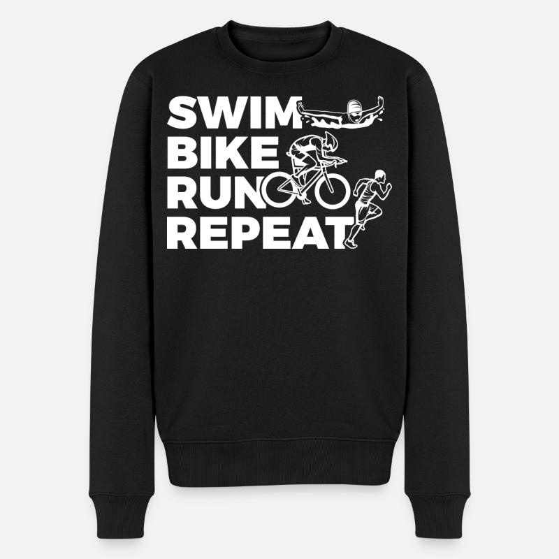 Swim Bike Run Repeat - Pull Premium bio Homme - noir