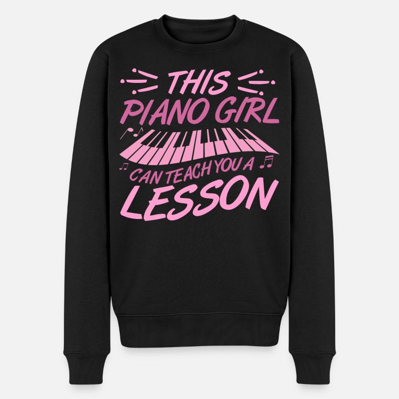 Piano Mädchen - Männer Premium Bio Pullover - Schwarz