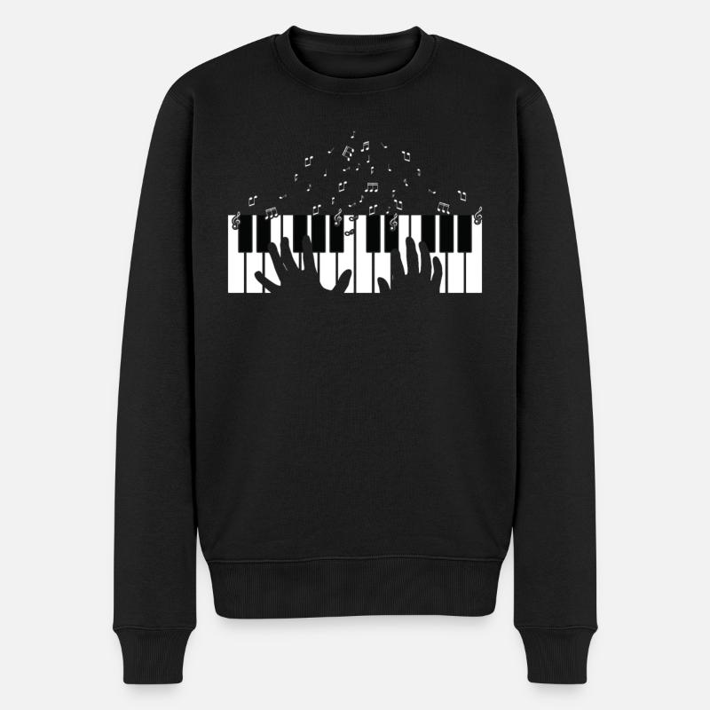 Touches de piano - Pull Premium bio Homme - noir