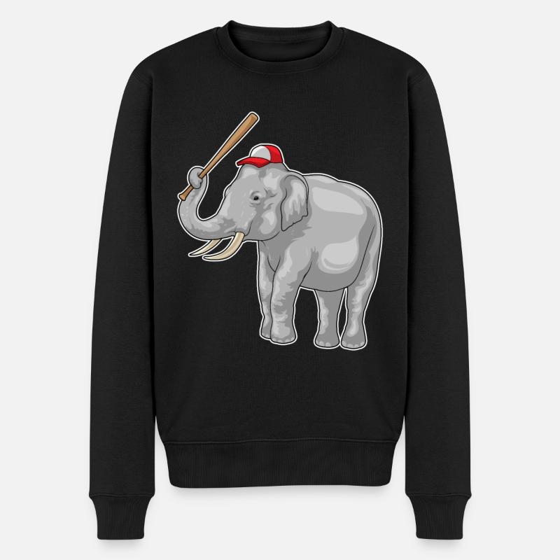 Elefant Baseballschläger Baseball - Männer Premium Bio Pullover - Schwarz