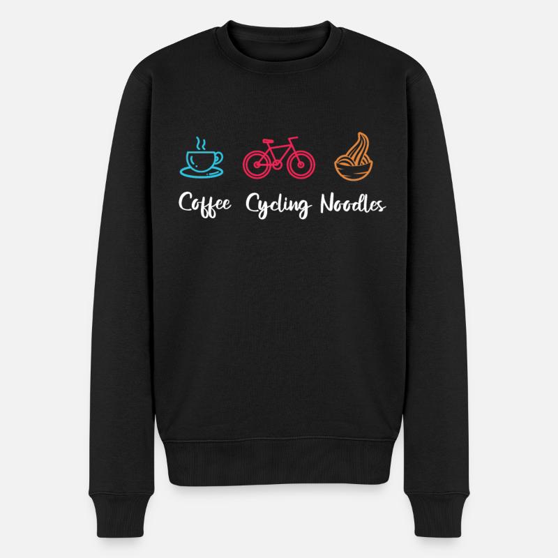 Coffee Cycling Noodles - Männer Premium Bio Pullover - Schwarz