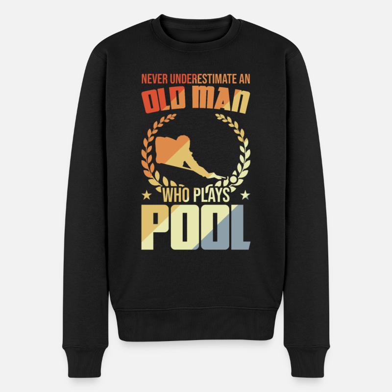 Alten Mann der Poolbillard spielt - Männer Premium Bio Pullover - Schwarz