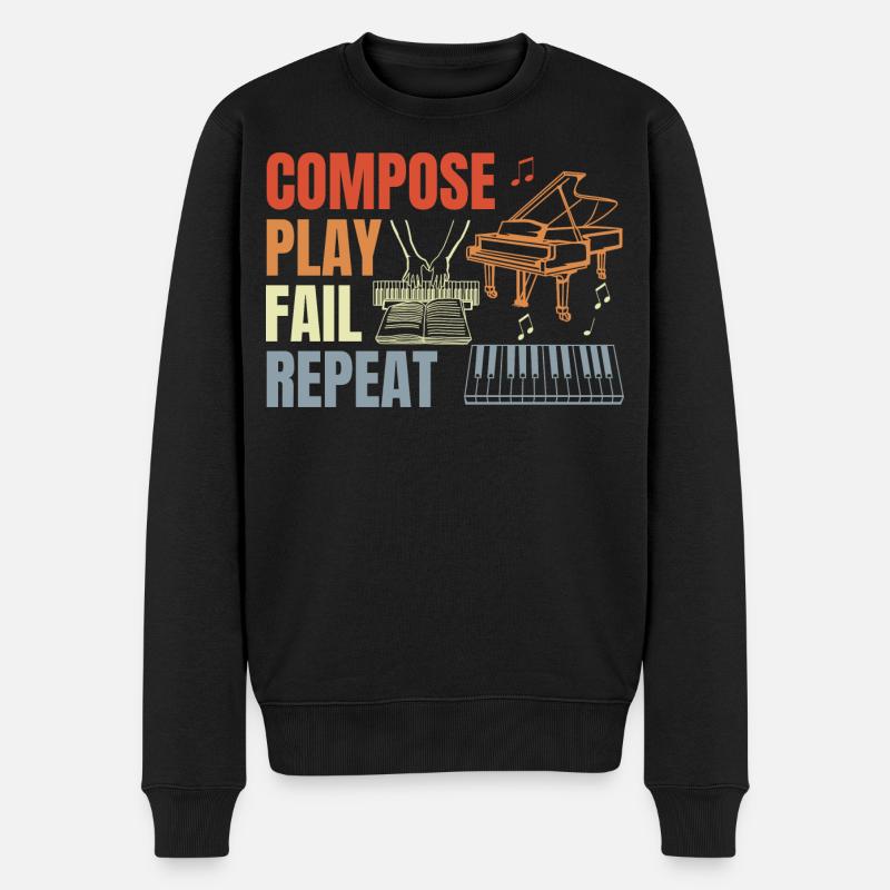 Routine de pianiste - Pull Premium bio Homme - noir