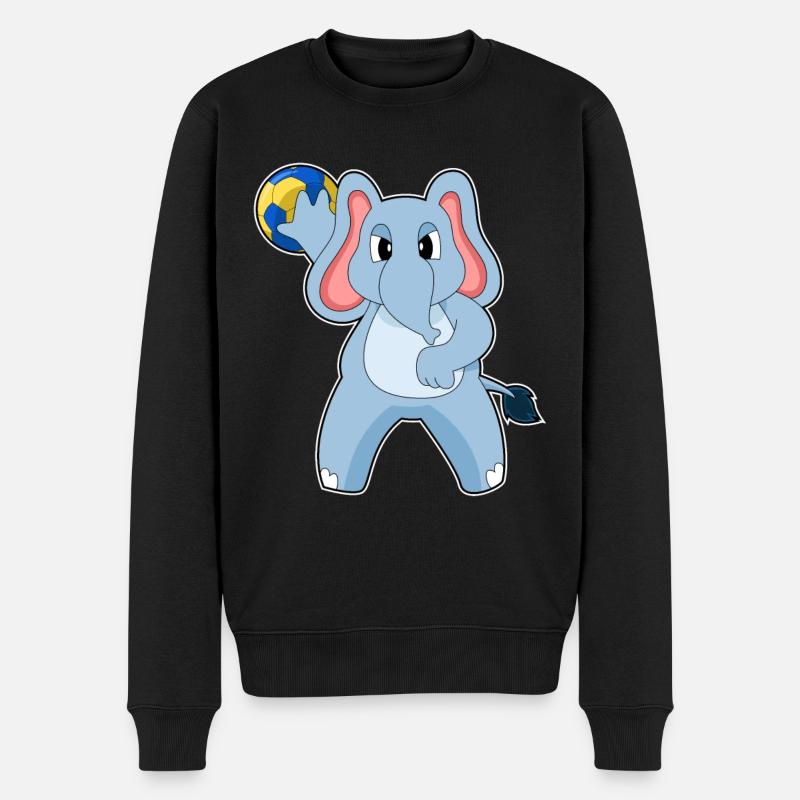 Eléphant Handballeur Handball - Pull Premium bio Homme - noir