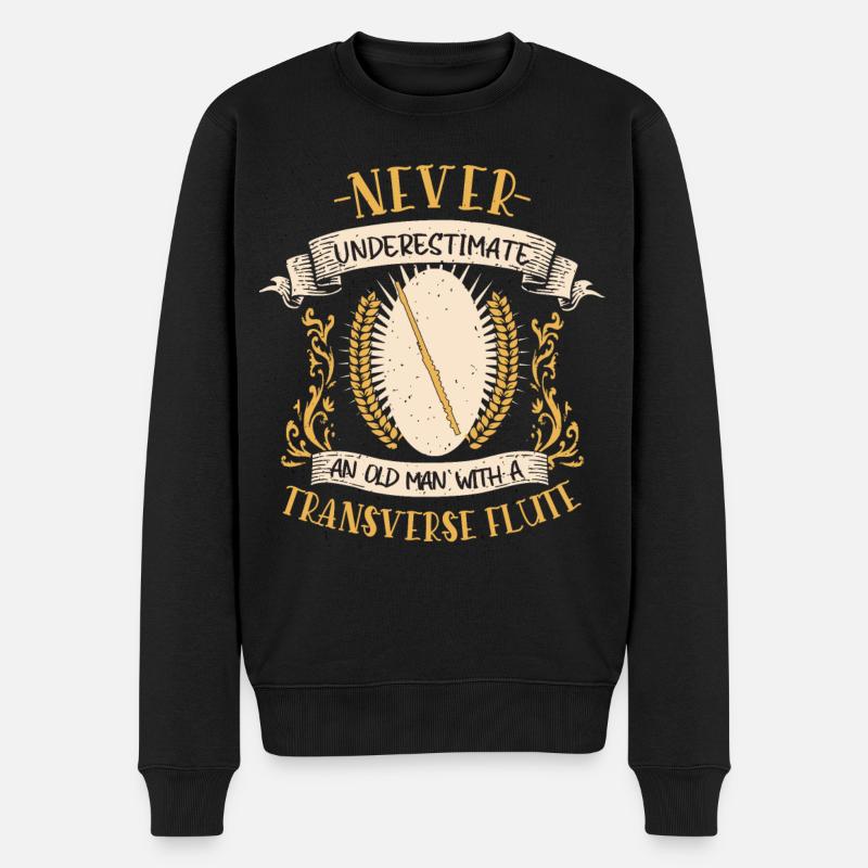 Querflöte Musiker Instrument Blasmusik Geschenk - Männer Premium Bio Pullover - Schwarz