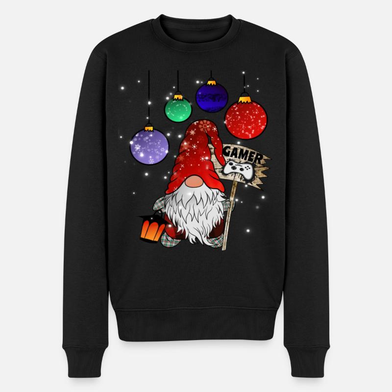 Gamer Wichtel Christmas Gnome - Männer Premium Bio Pullover - Schwarz