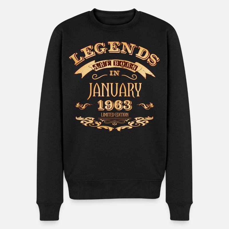 Les légendes sont nées en janvier 1963 - Pull Premium bio Homme - noir