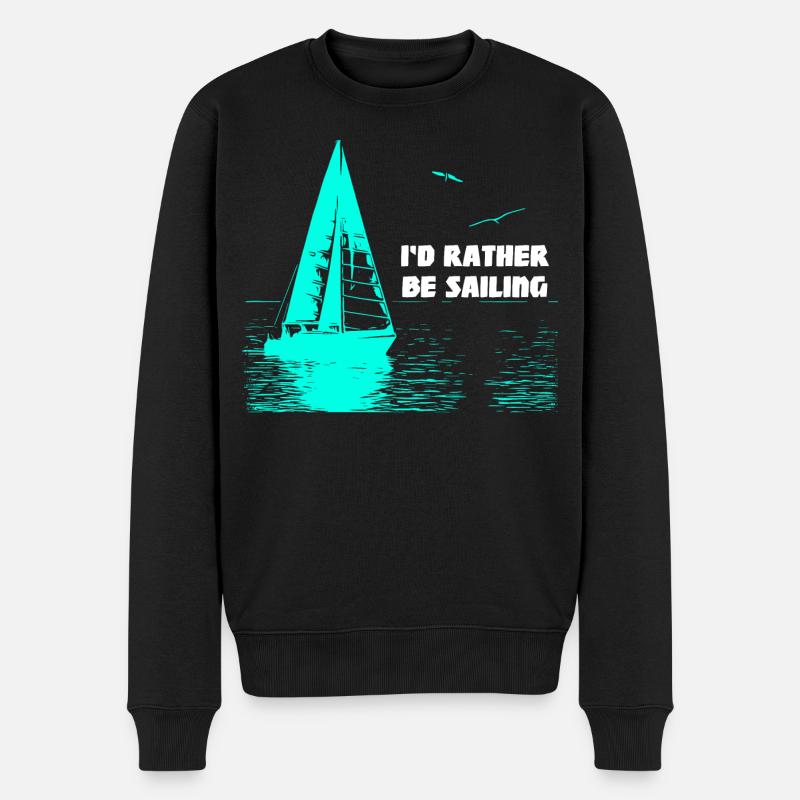 I'd rather be Sailing - Männer Premium Bio Pullover - Schwarz