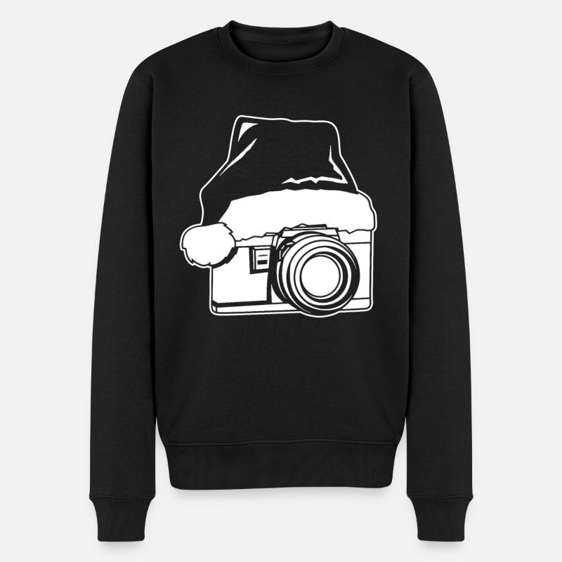 Weihnachtsmütze Kamera - Männer Premium Bio Pullover - Schwarz