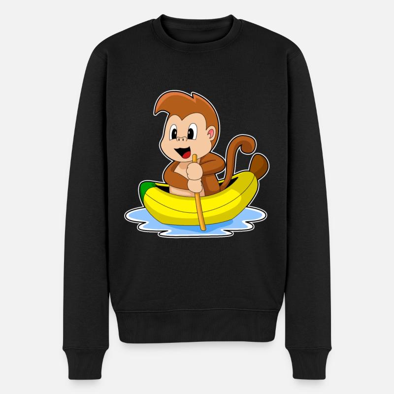 Affe Banane Boot - Männer Premium Bio Pullover - Schwarz