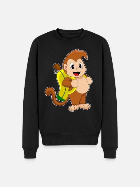 Affe Banane - Männer Premium Bio Pullover - Schwarz
