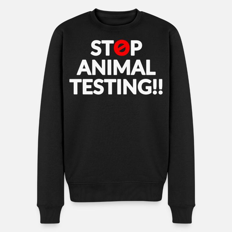 Stop Animal Testing - Männer Premium Bio Pullover - Schwarz