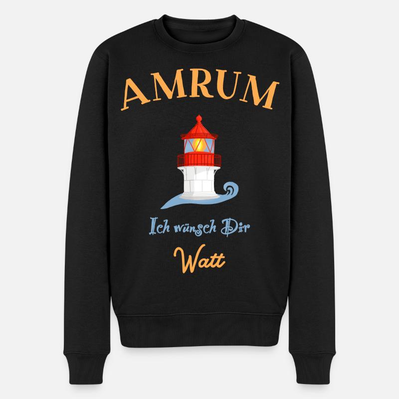 Amrum, Leuchtturm Norddorf, Ich wünsch Dir Watt - Männer Premium Bio Pullover - Schwarz