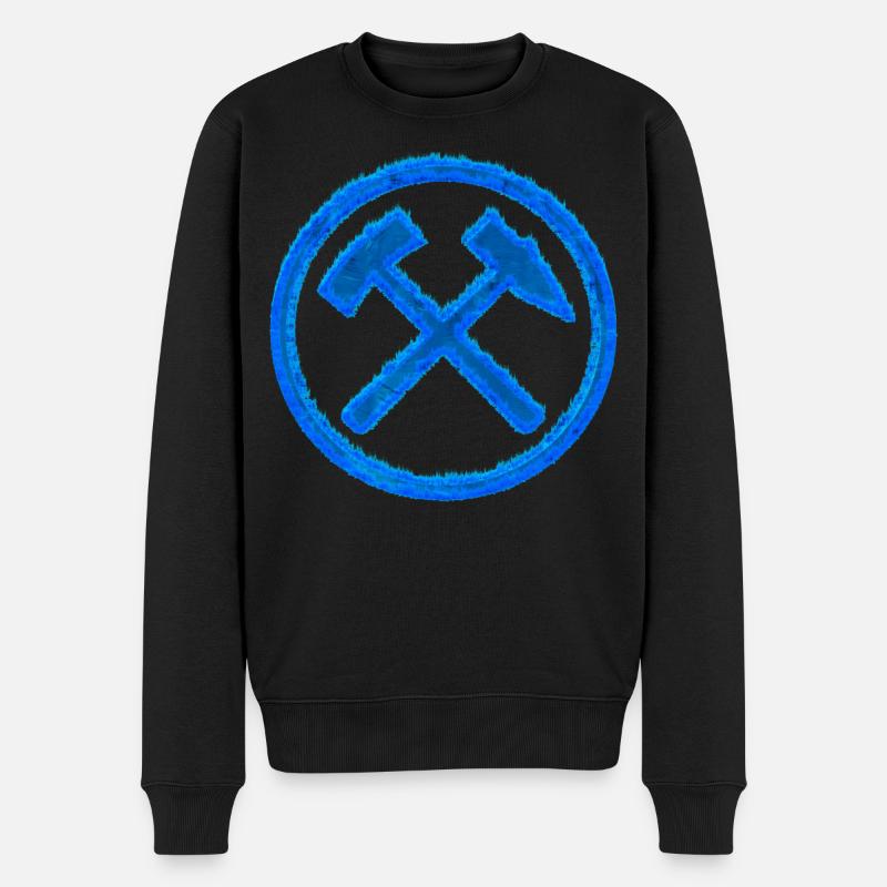 Hammer und Schlägel Bergbau Schalke Kohle Geschenk - Männer Premium Bio Pullover - Schwarz