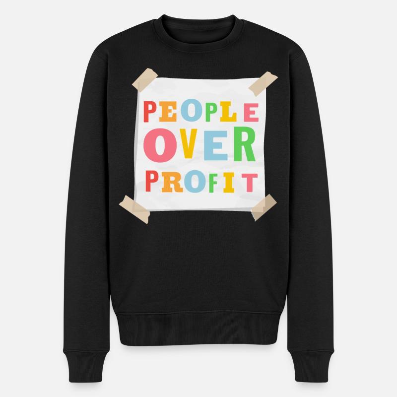 People Over Profit - Männer Premium Bio Pullover - Schwarz