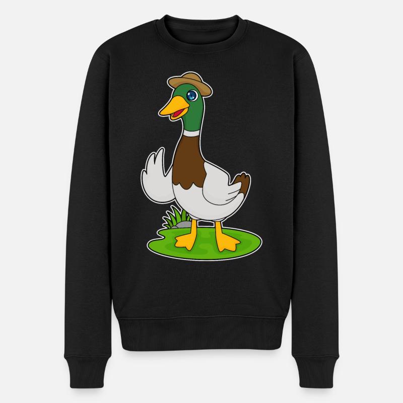 Ente Hut - Männer Premium Bio Pullover - Schwarz