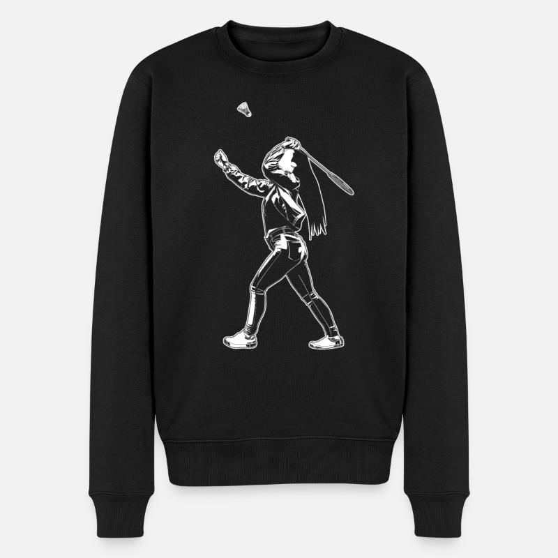 Badminton Mädchen - Männer Premium Bio Pullover - Schwarz