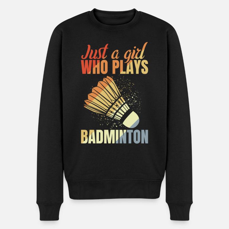 Badmintonspielerin - Männer Premium Bio Pullover - Schwarz