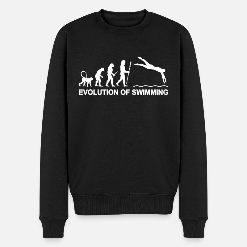 Evolution of Swimming - Männer Premium Bio Pullover - Schwarz