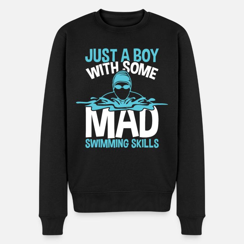 Schwimmjunge - Männer Premium Bio Pullover - Schwarz