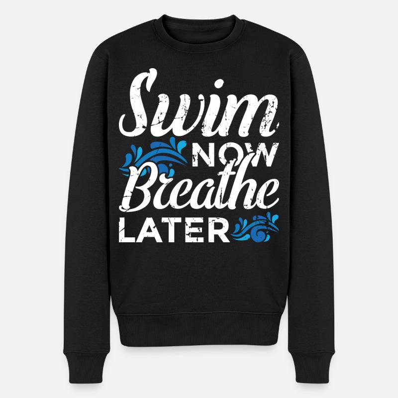 Lustiger Schwimmspruch - Männer Premium Bio Pullover - Schwarz