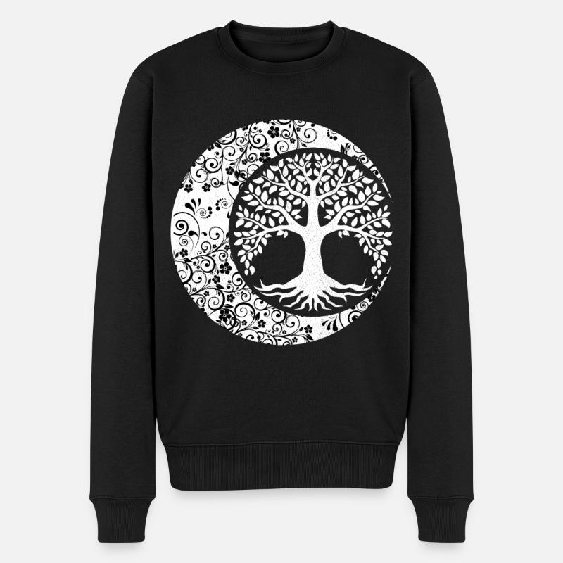Tree of Life Cresent Moon Phases Mandala Yoga - Männer Premium Bio Pullover - Schwarz