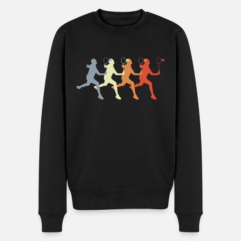 Retro Badminton - Männer Premium Bio Pullover - Schwarz