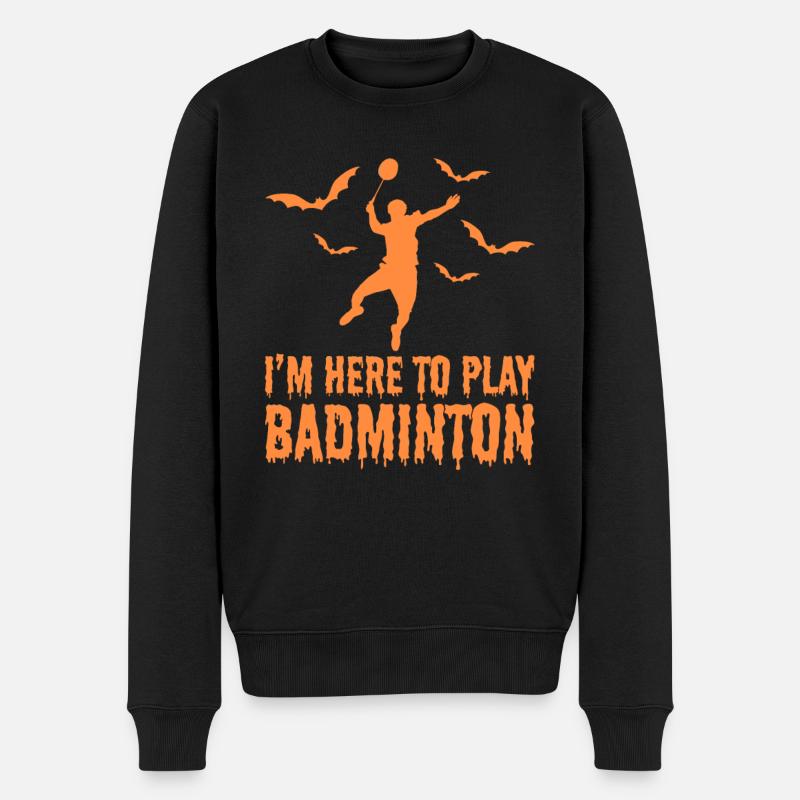Badminton Halloween - Männer Premium Bio Pullover - Schwarz