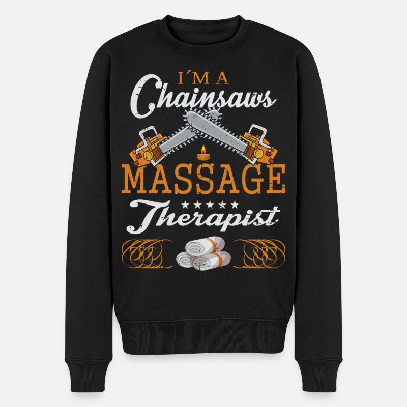 Kettensägen Massage - Männer Premium Bio Pullover - Schwarz