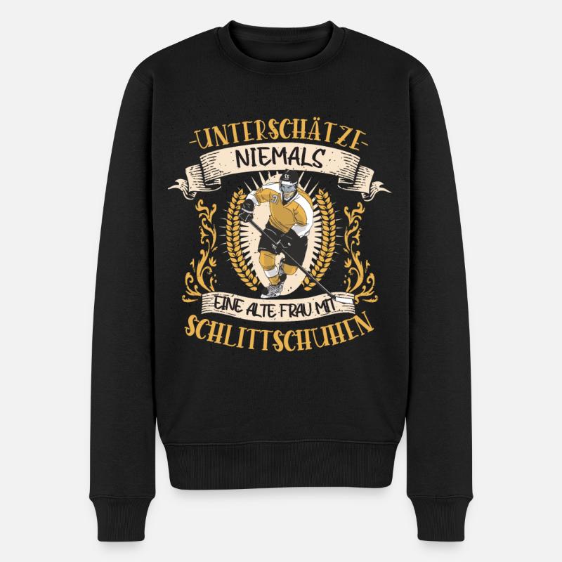 Eishockey Eishockeyspielerin Schlittschuhe - Männer Premium Bio Pullover - Schwarz