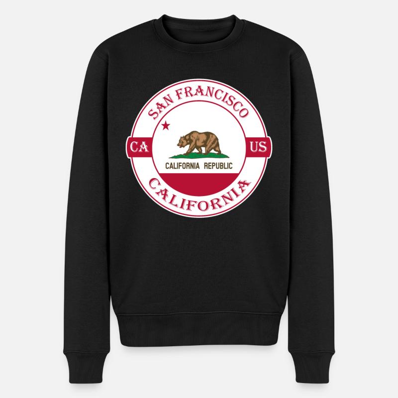 San Francisco California Flagge USA Souvenir Logo - Männer Premium Bio Pullover - Schwarz