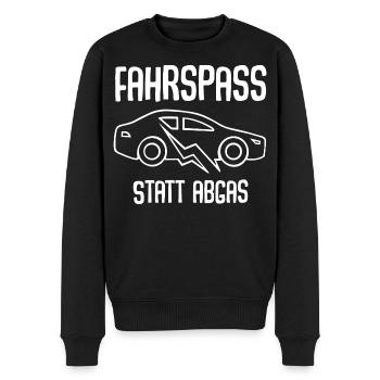 E-Auto Elektroauto - Männer Premium Bio Pullover - Schwarz - Vorne - Nico (187cm)