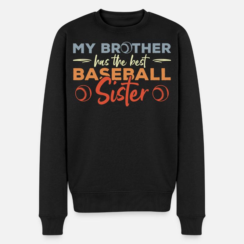 Baseballspieler Schwester - Männer Premium Bio Pullover - Schwarz