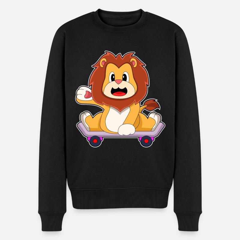 Löwe Skater Skateboard - Männer Premium Bio Pullover - Schwarz